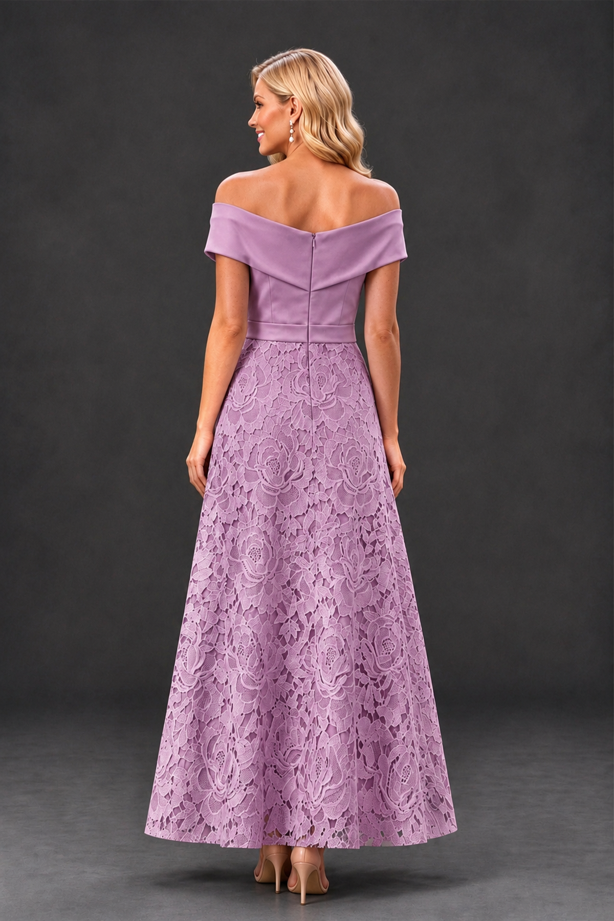 BOLODOO Dusty Purple Off-the-Shoulder Floral A-Line Mother of the Bride Dress - Dusty Purple - Dusty Purple_2