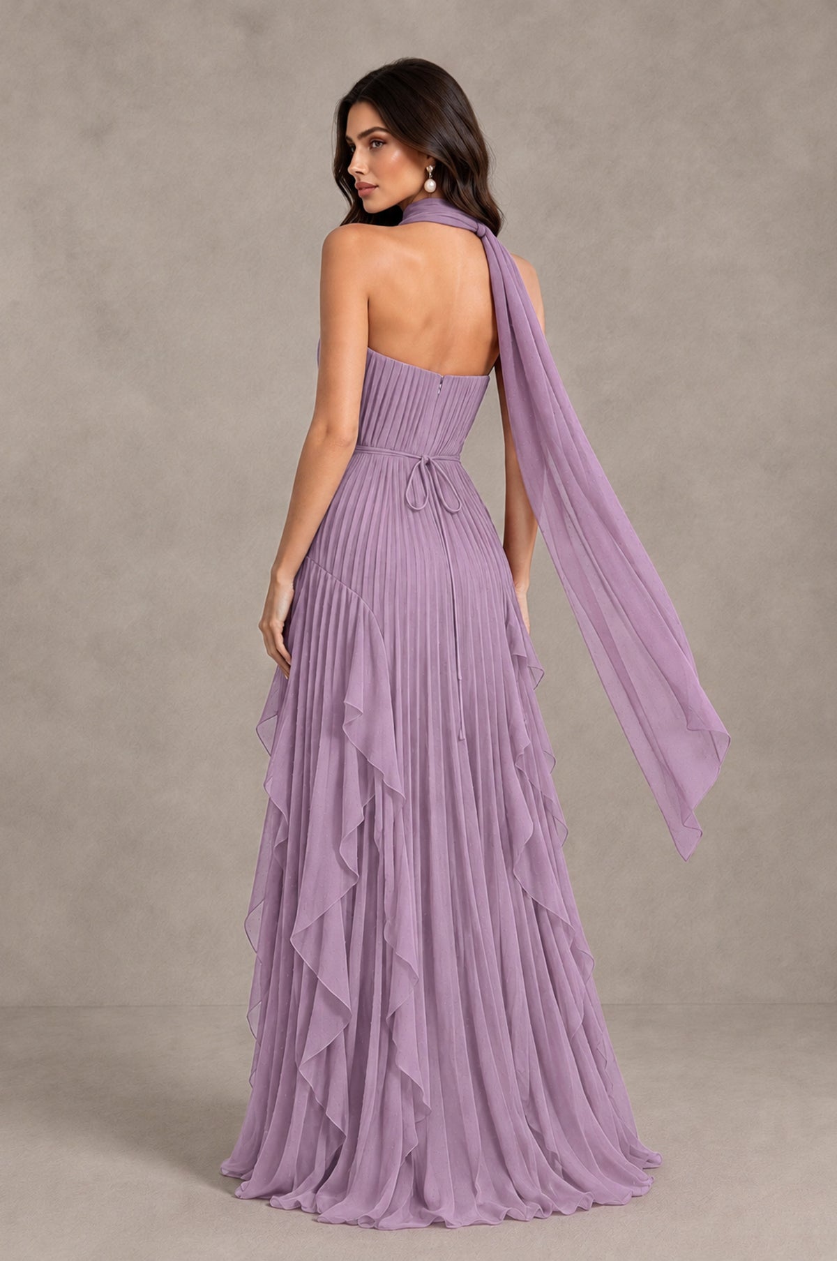 BOLODOO Dusty Purple Strapless Pleated Ruffle Wedding Guest Dress - Dusty Purple - Dusty Purple_2