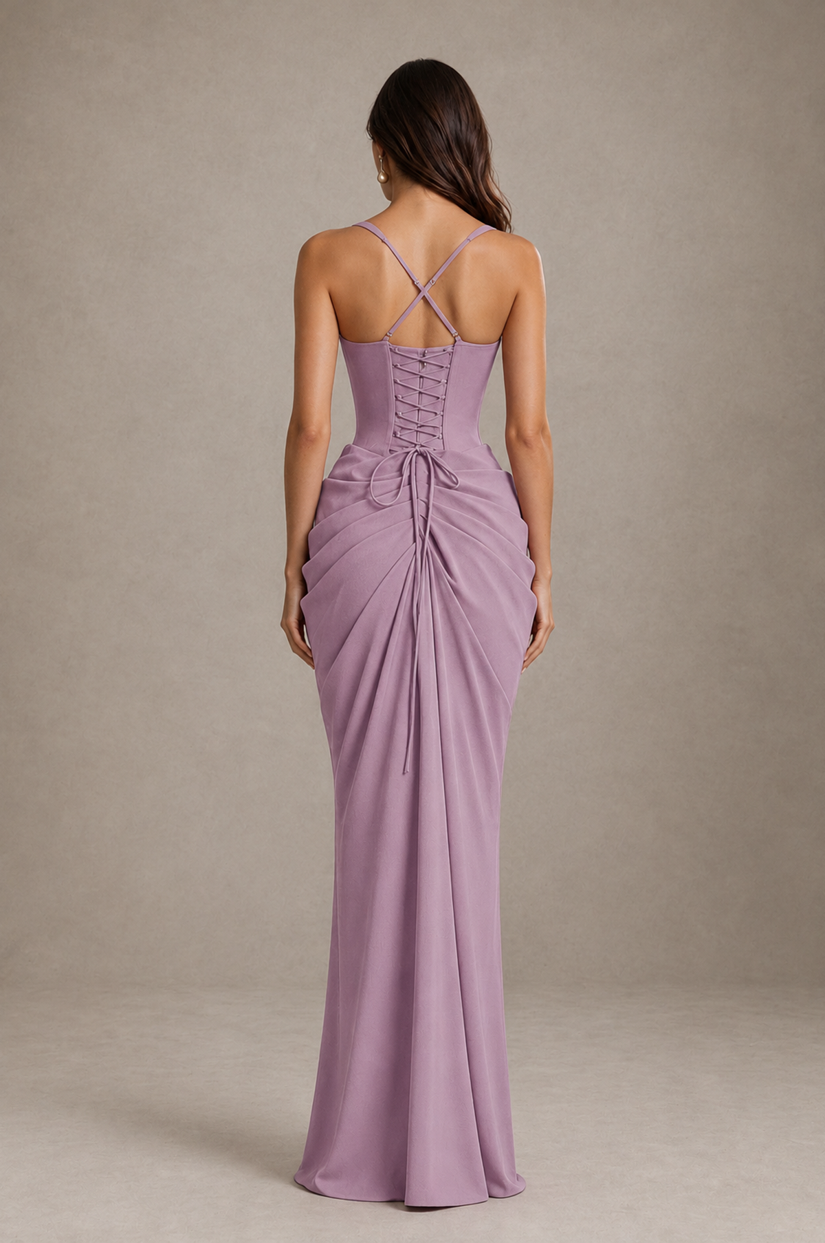 BOLODOO Dusty Purple Sweetheart Ruched Lace-Up Back Evening Gown - Dusty Purple - Dusty_Purple_2