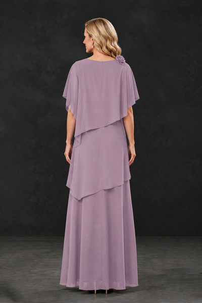 BOLODOO Dusty Purple Tiered Flutter Sleeve Mother of the Bride Maxi Dress - Dusty Purple - Dusty Purple_2