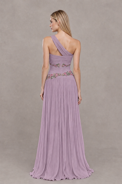 BOLODOO Dusty Purple One-Shoulder Floral Applique A-Line Evening Dress - Dusty Purple - Dusty Purple_2