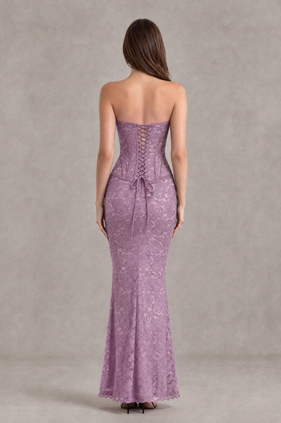 BOLODOO Dusty Purple Strapless Lace Corset Wedding Guest Dress - Dusty Purple - Dusty Purple_2