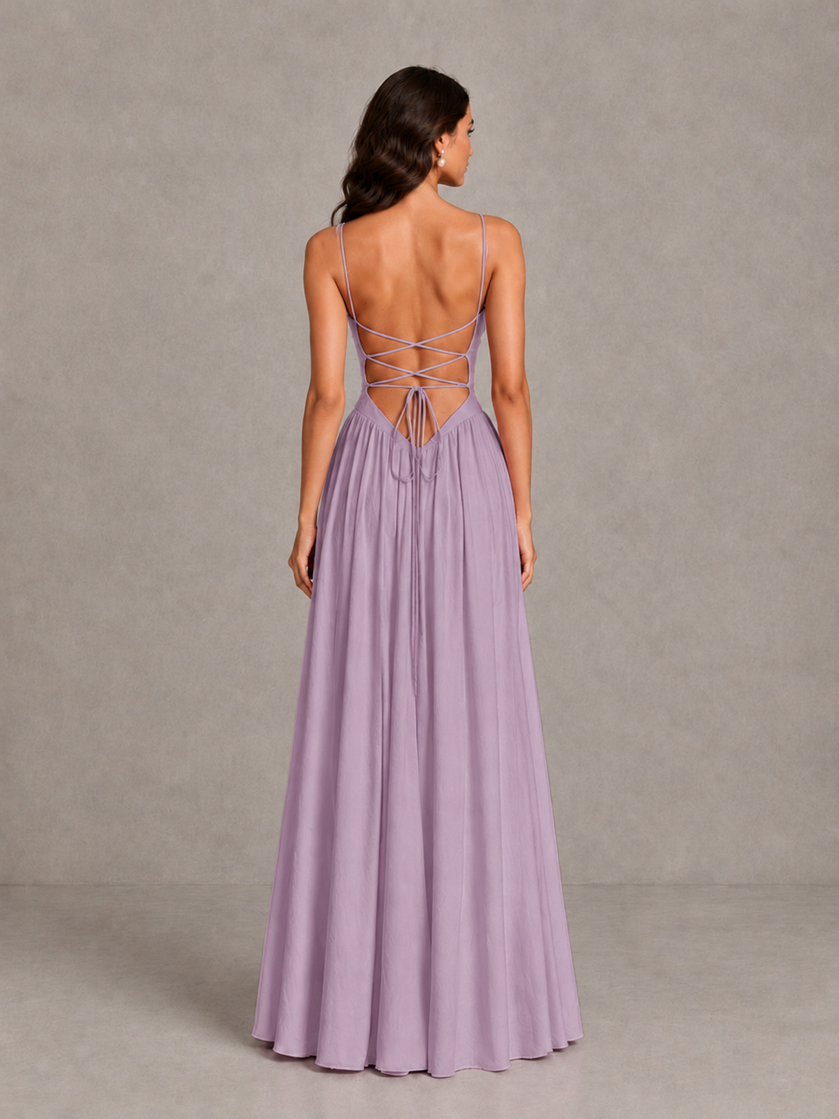 BOLODOO Dusty Purple Lace-Up Back A-Line Bridesmaid Dress - Dusty Purple - Dusty Purple_2