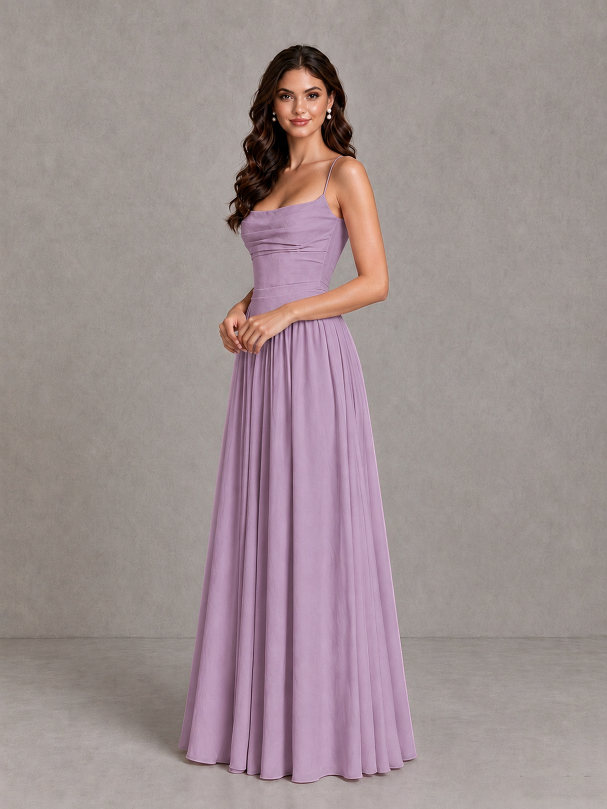 BOLODOO Dusty Purple Lace-Up Back A-Line Bridesmaid Dress - Dusty Purple - Dusty Purple_3