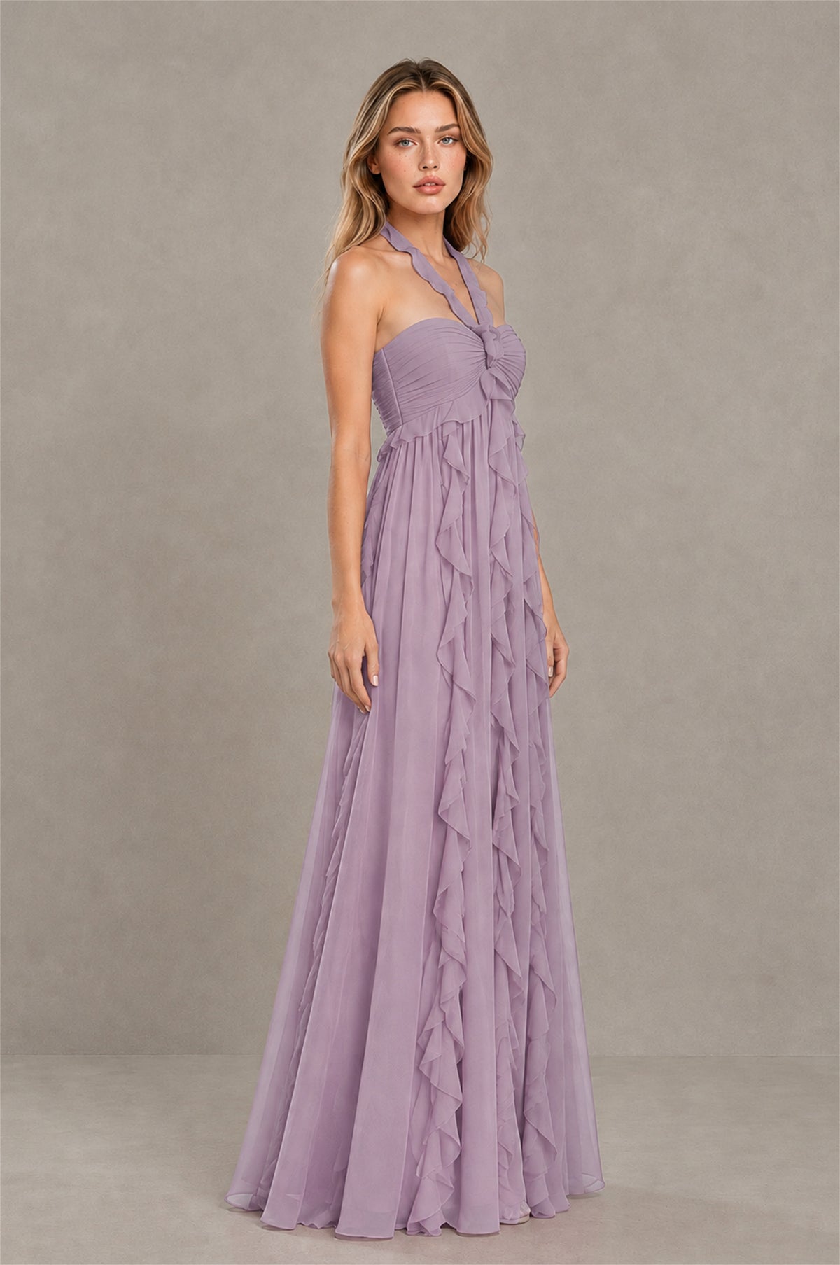 BOLODOO Dusty Purple Halter Ruffle A-Line Floor-Length Evening Dress - Dusty Purple - Dusty_Purple_3