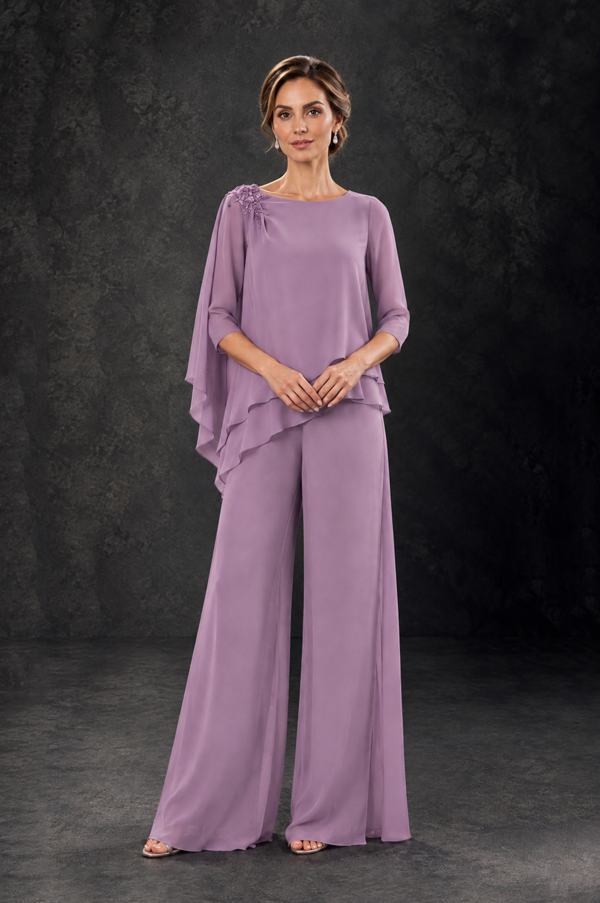 BOLODOO Dusty Purple Layered Wide-Leg Mother of the Bride Pant Suit - Dusty Purple - Dusty Purple_3