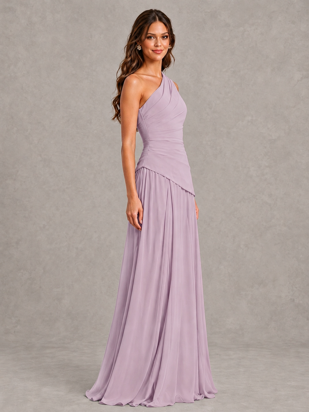 BOLODOO Dusty Purple One-Shoulder Lace-Up Back Bridesmaid Dress - Dusty Purple - Dusty Purple_3