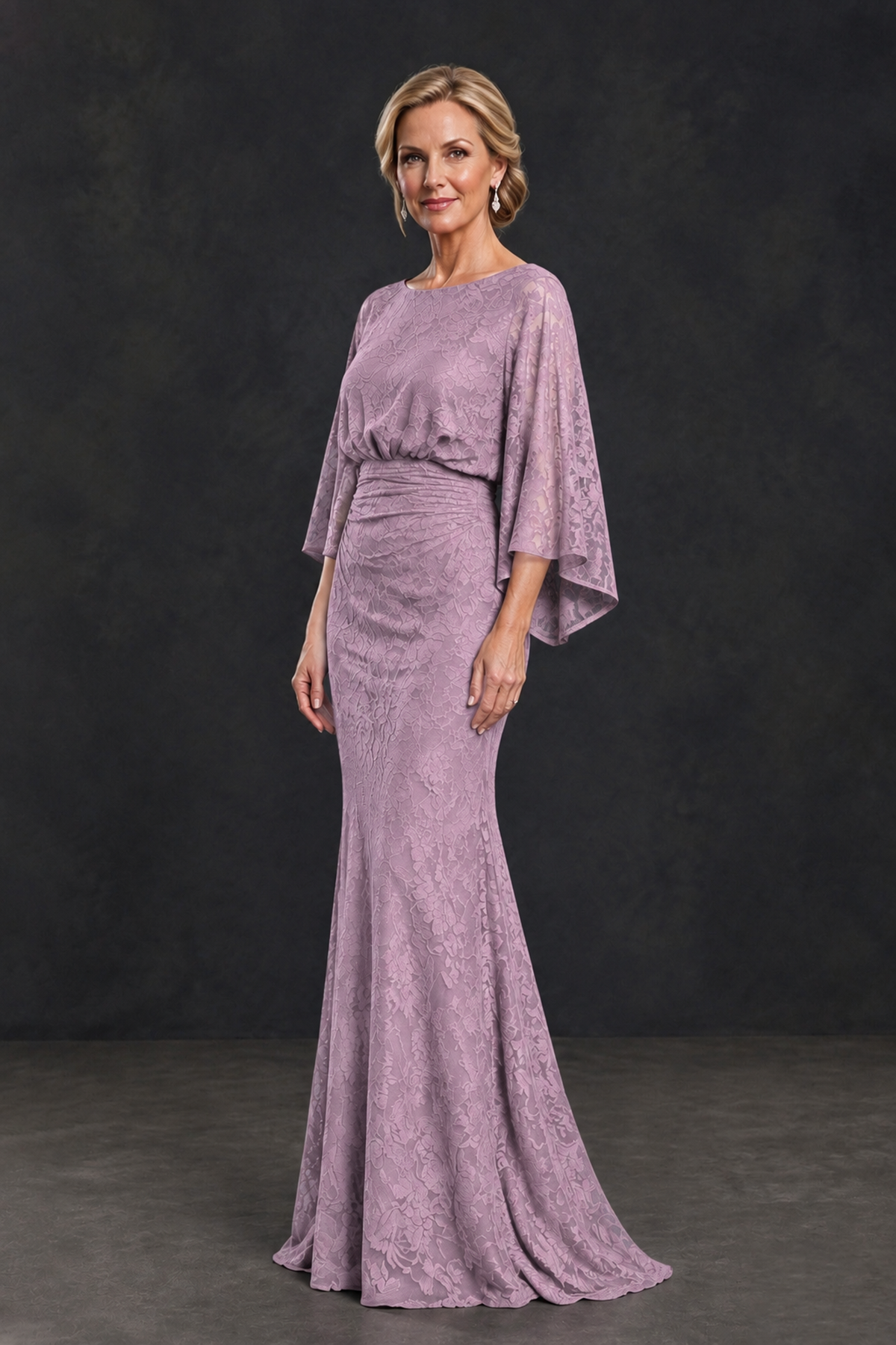 BOLODOO Dusty Purple Lace Flutter Sleeve Mother of the Bride Dress - Dusty Purple - Dusty Purple_3