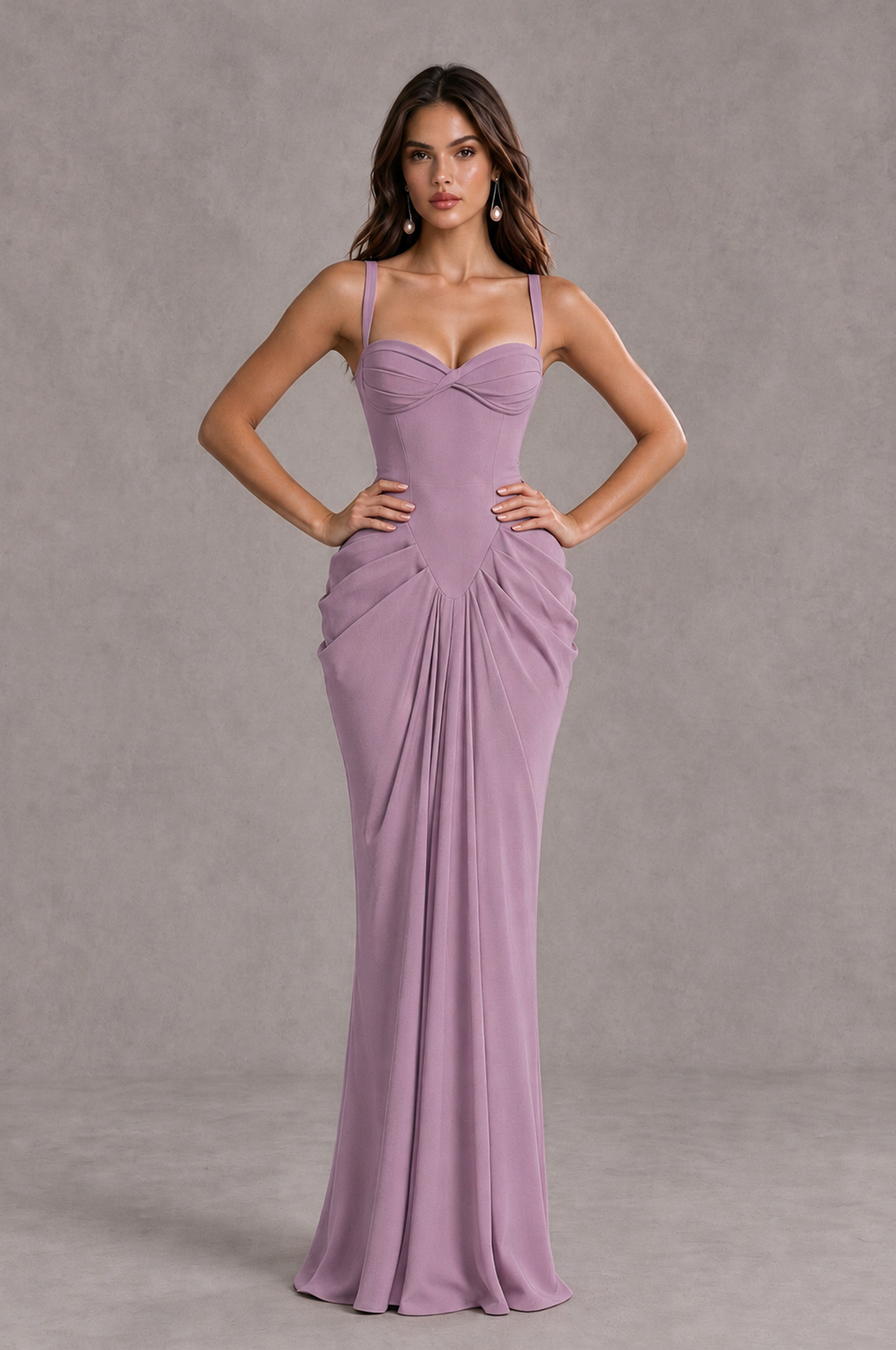 BOLODOO Dusty Purple Sweetheart Ruched Lace-Up Back Evening Gown - Dusty Purple - Dusty_Purple_4