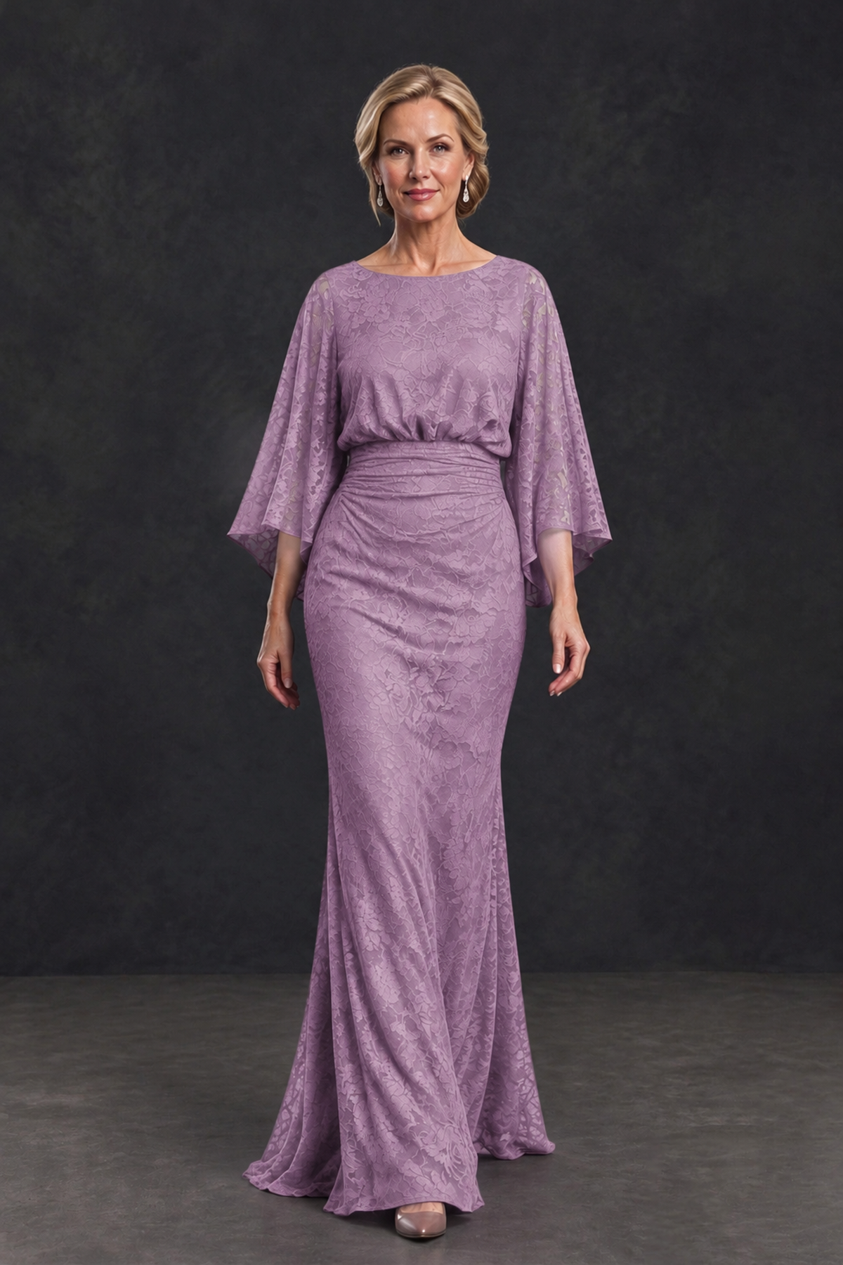 BOLODOO Dusty Purple Lace Flutter Sleeve Mother of the Bride Dress - Dusty Purple - Dusty Purple_4