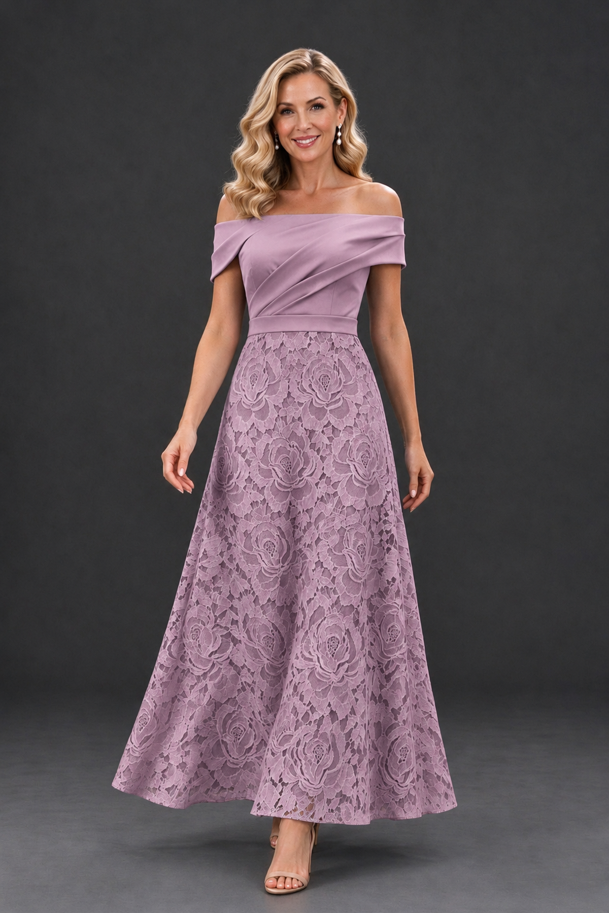 BOLODOO Dusty Purple Off-the-Shoulder Floral A-Line Mother of the Bride Dress - Dusty Purple - Dusty Purple_4