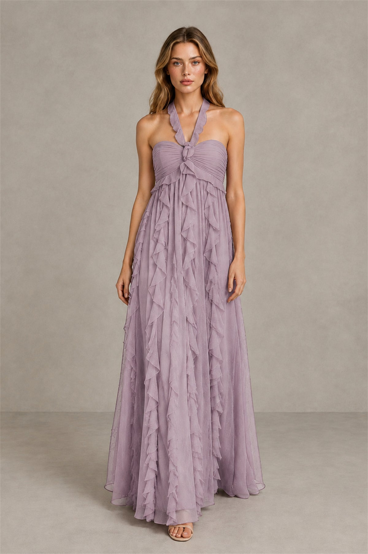 BOLODOO Dusty Purple Halter Ruffle A-Line Floor-Length Evening Dress - Dusty Purple - Dusty_Purple_4