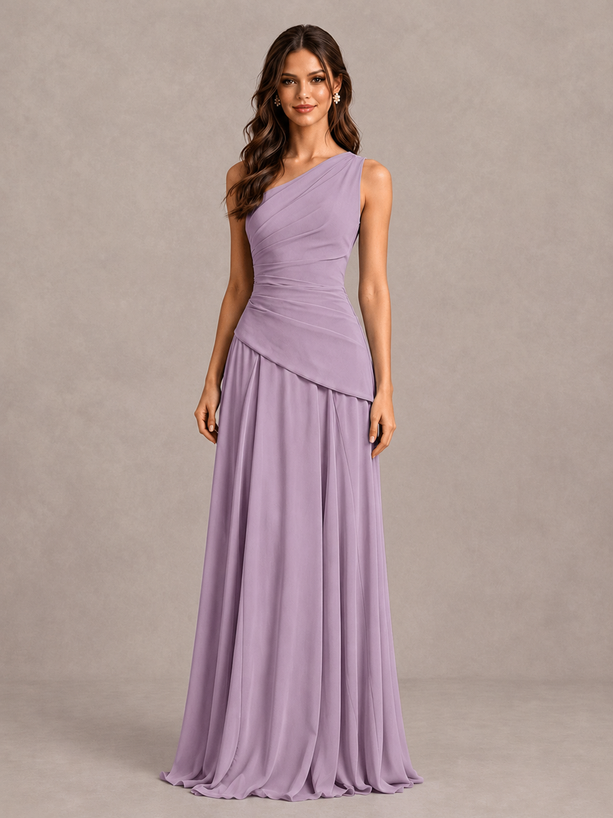 BOLODOO Dusty Purple One-Shoulder Lace-Up Back Bridesmaid Dress - Dusty Purple - Dusty Purple_4