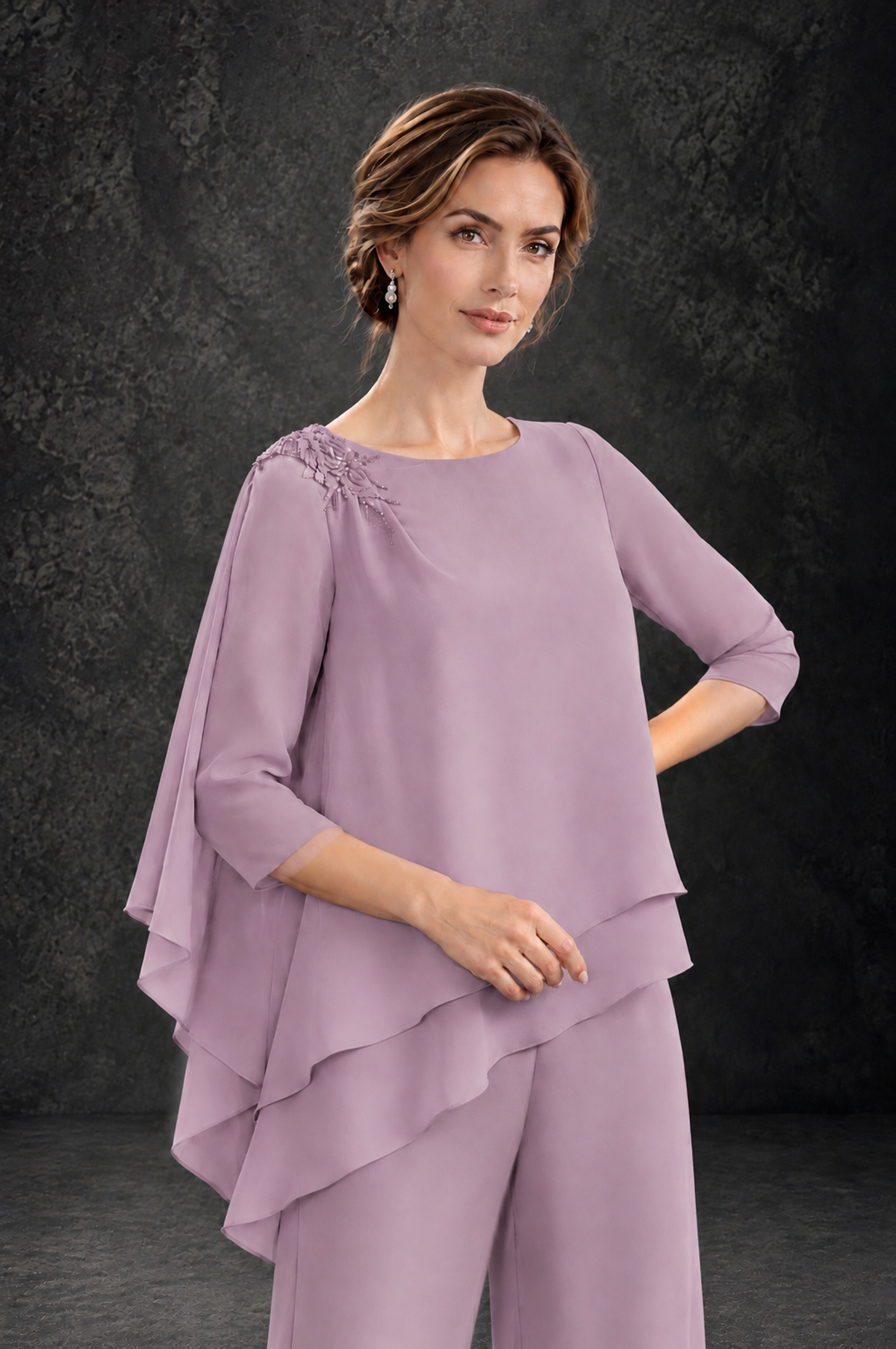 BOLODOO Dusty Purple Layered Wide-Leg Mother of the Bride Pant Suit - Dusty Purple - Dusty Purple_4