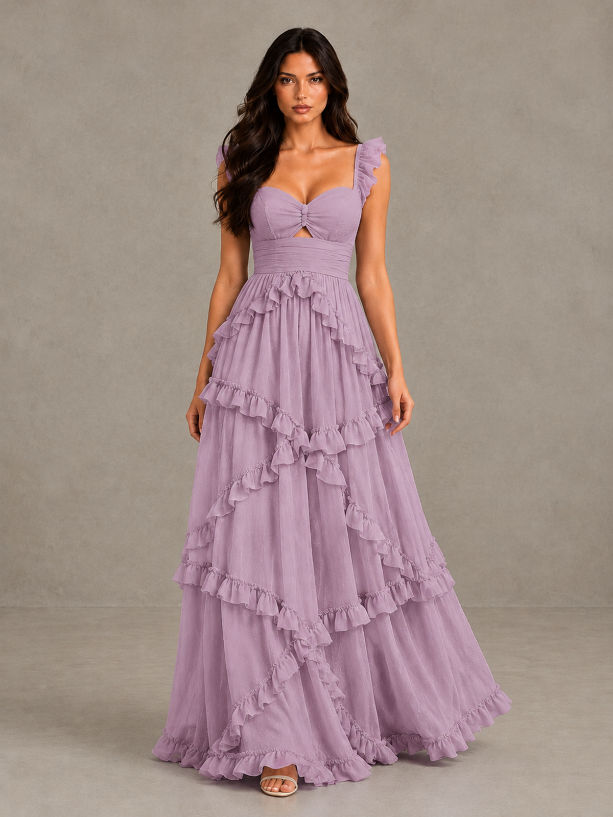 BOLODOO Dusty Purple Ruffle A-Line Prom Dress with Open Back - Dusty Purple - Dusty Purple (1)
