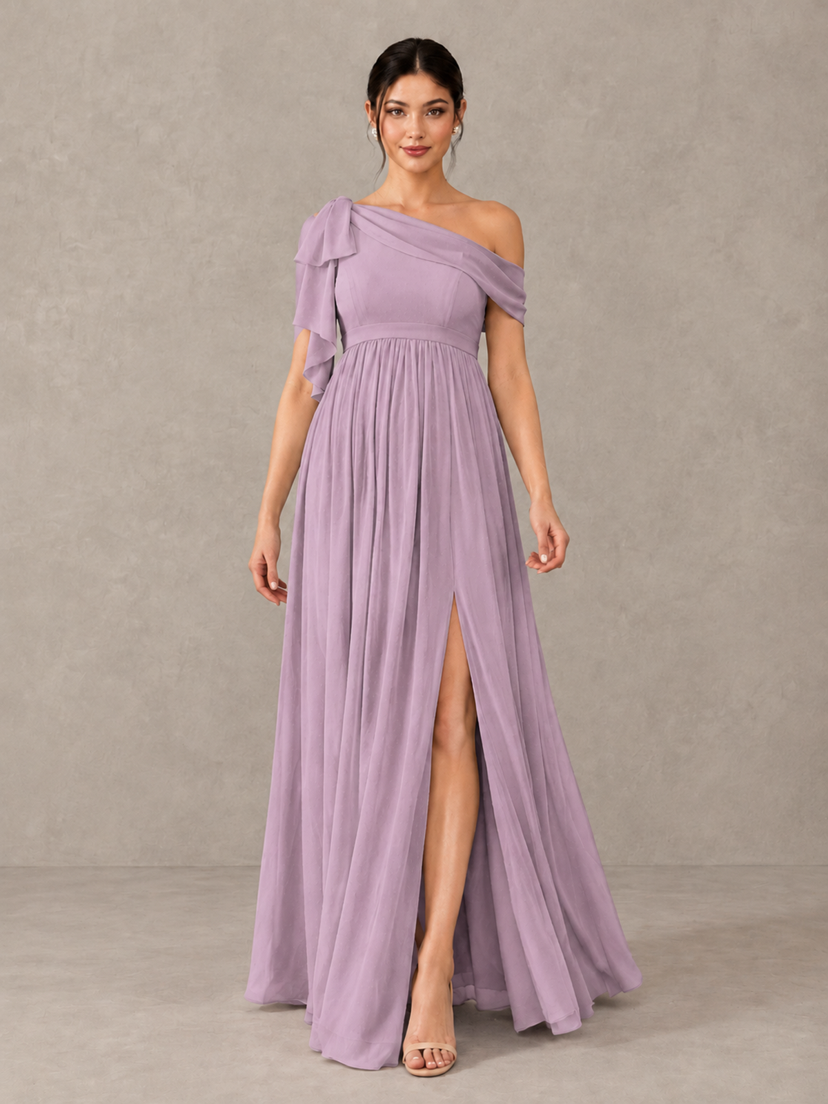 BOLODOO Dusty Purple One-Shoulder Maternity Bridesmaid Dress with Slit - Dusty Purple - Dusty Purple (1)