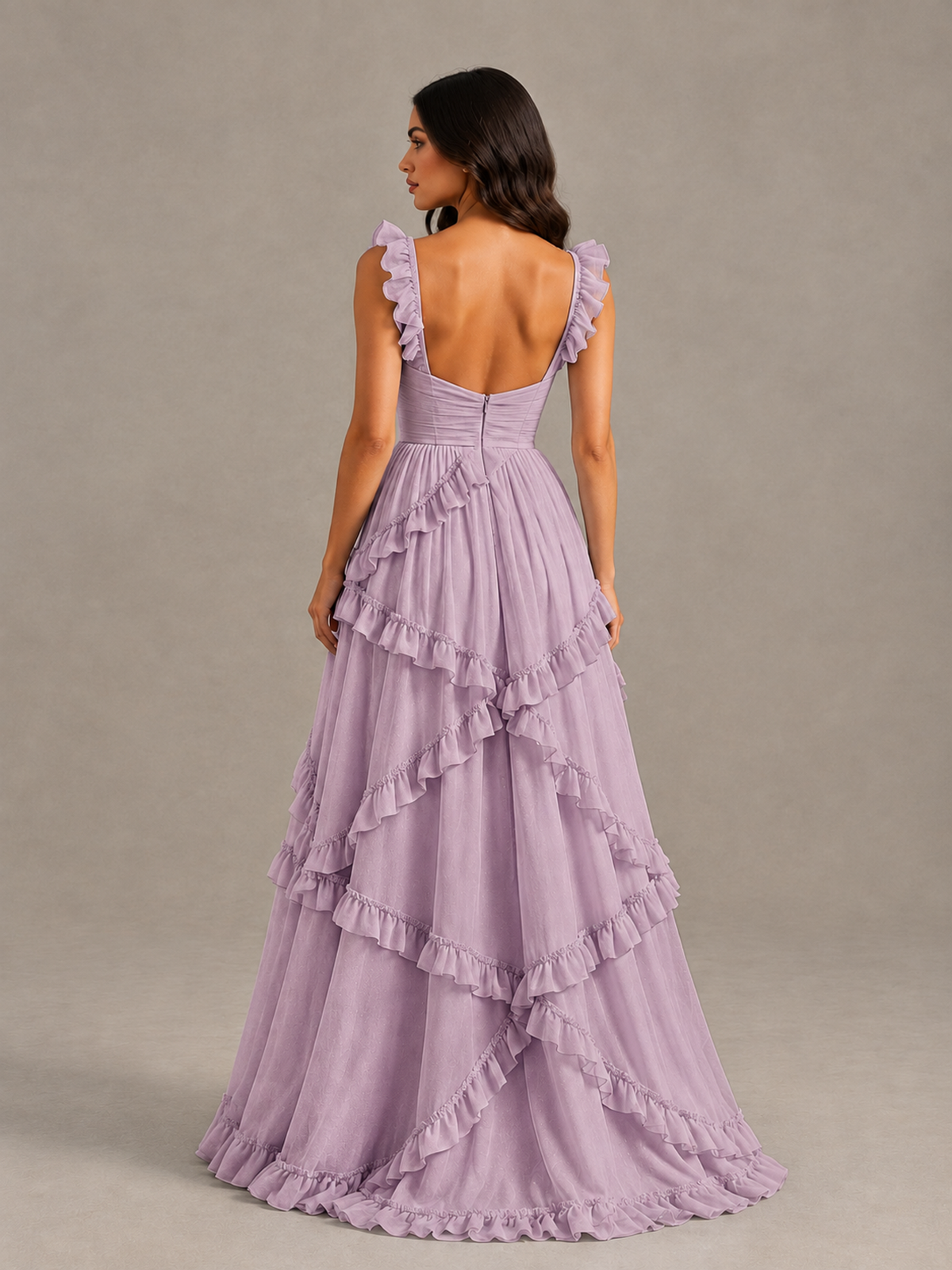 BOLODOO Dusty Purple Ruffle A-Line Prom Dress with Open Back - Dusty Purple - Dusty Purple (2)