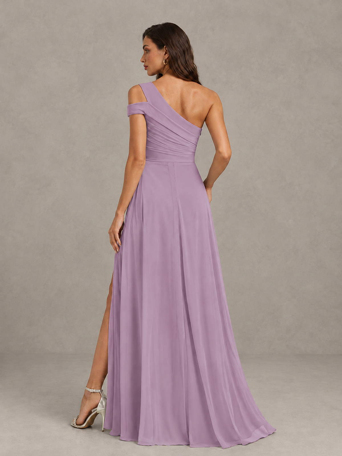 BOLODOO Dusty Purple One-Shoulder Bridesmaid Dress with Side Slit - Dusty Purple - Dusty Purple (2)
