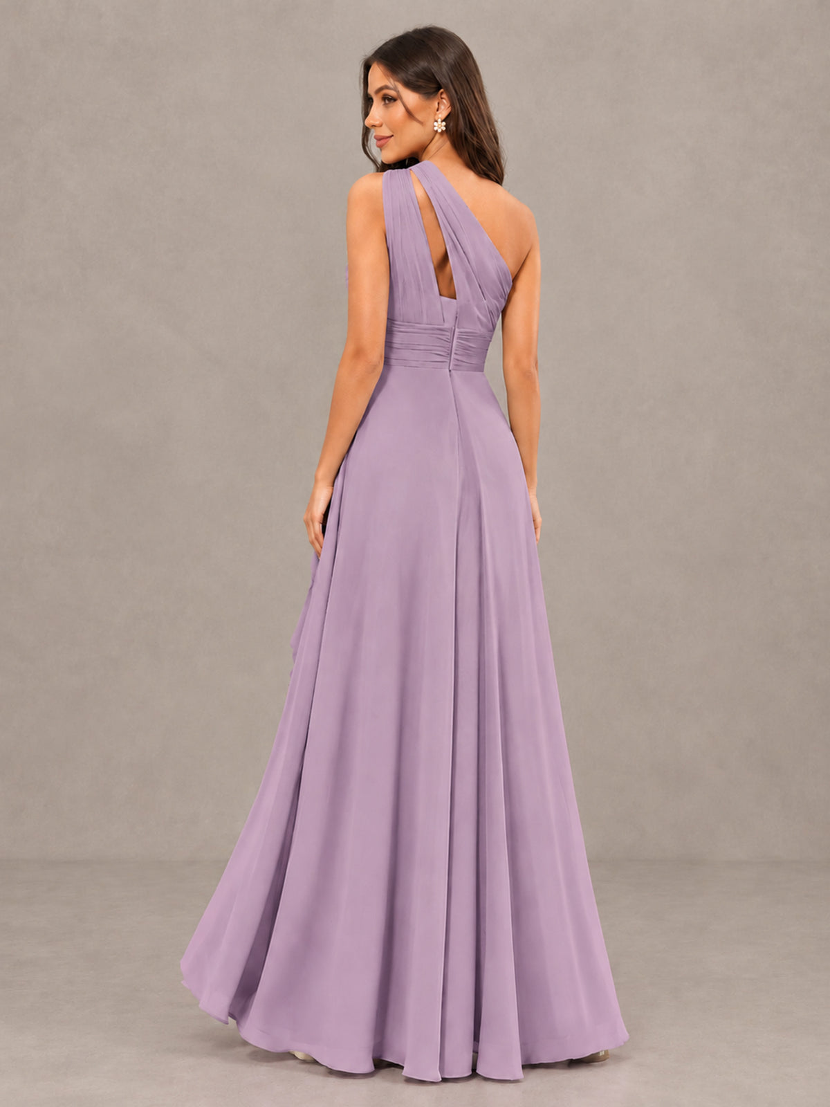 BOLODOO Dusty Purple One-Shoulder Ruffle Bridesmaid Dress with Slit - Dusty Purple - Dusty Purple (2)