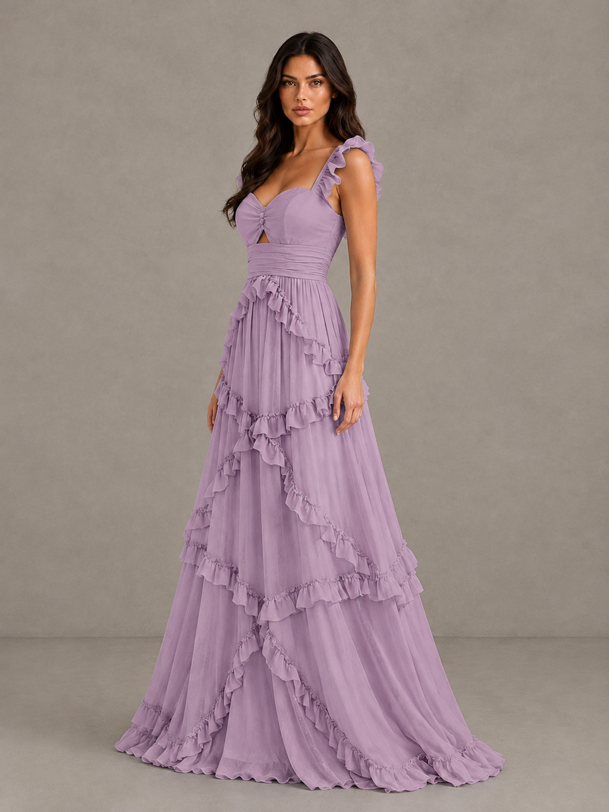 BOLODOO Dusty Purple Ruffle A-Line Prom Dress with Open Back - Dusty Purple - Dusty Purple (3)