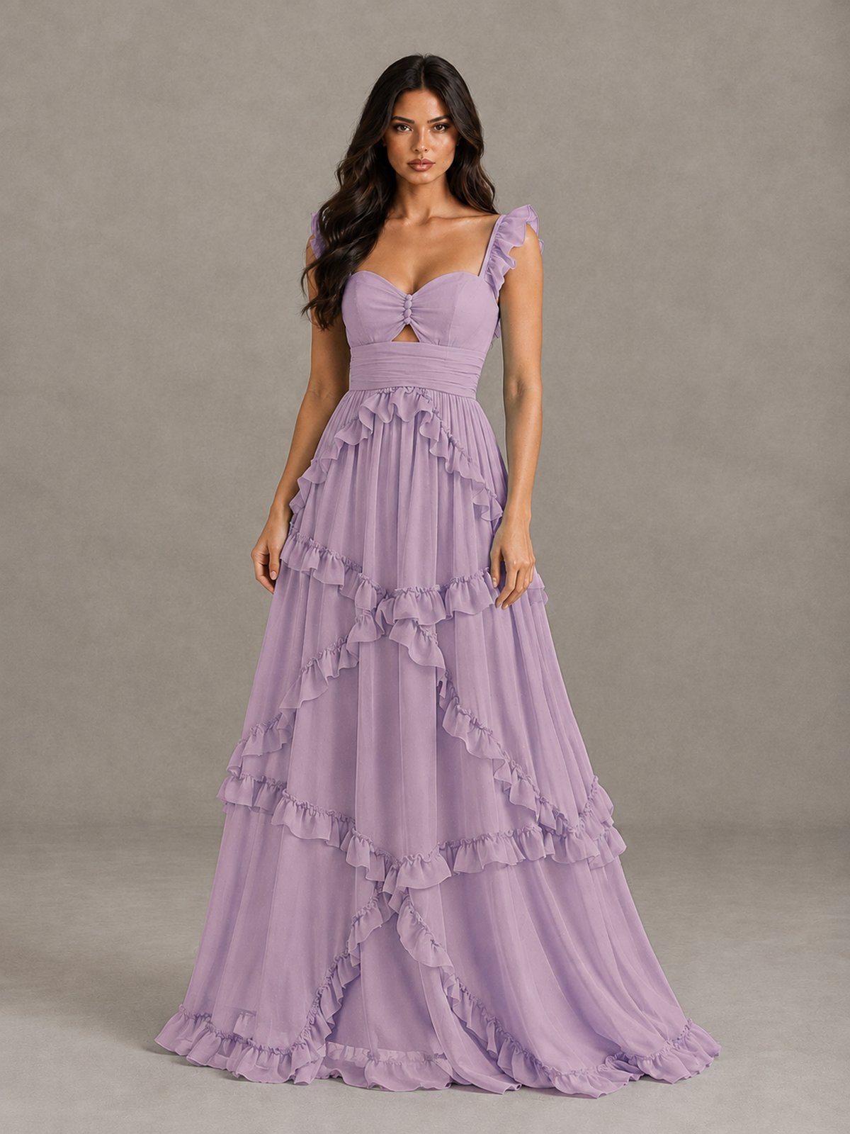 BOLODOO Dusty Purple Ruffle A-Line Prom Dress with Open Back - Dusty Purple - Dusty Purple (4)