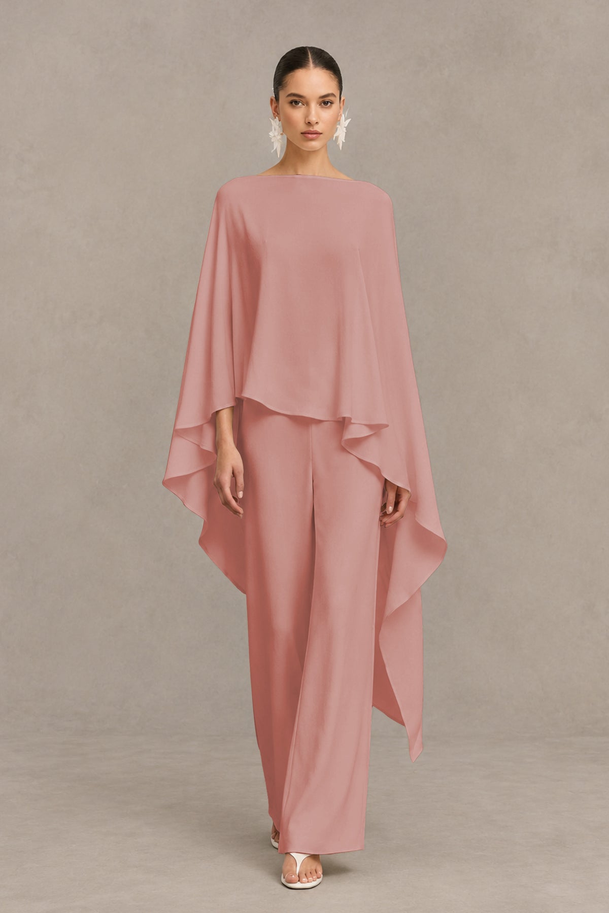 BOLODOO Dusty Rose Cape Sleeve Wide-Leg Formal Pantsuit - Dusty Rose - Dusty Rose_01