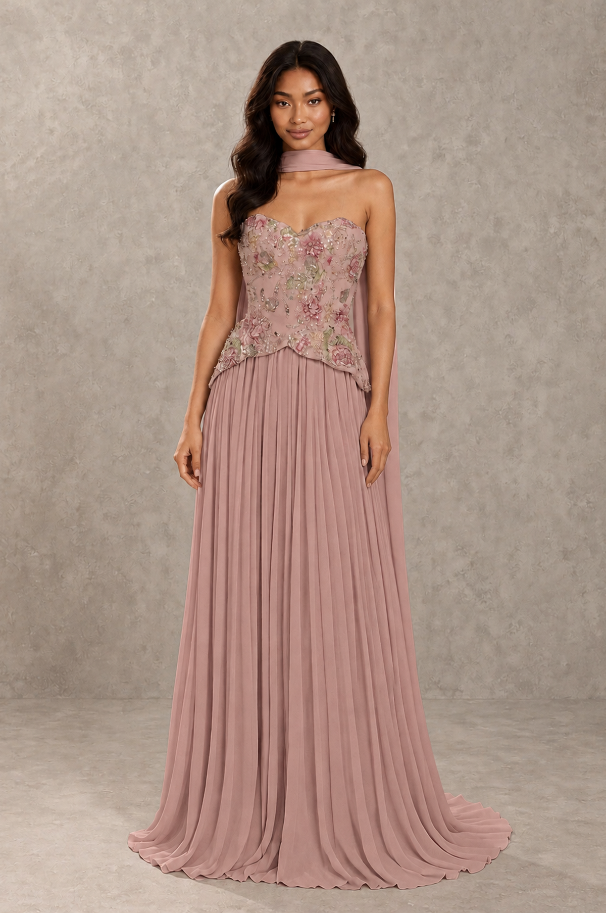 BOLODOO Dusty Rose Strapless Beaded Floral Corset Chiffon Maxi Gown – Open Back Prom & Formal Evening Dress - Dusty Rose - Dusty Rose_01