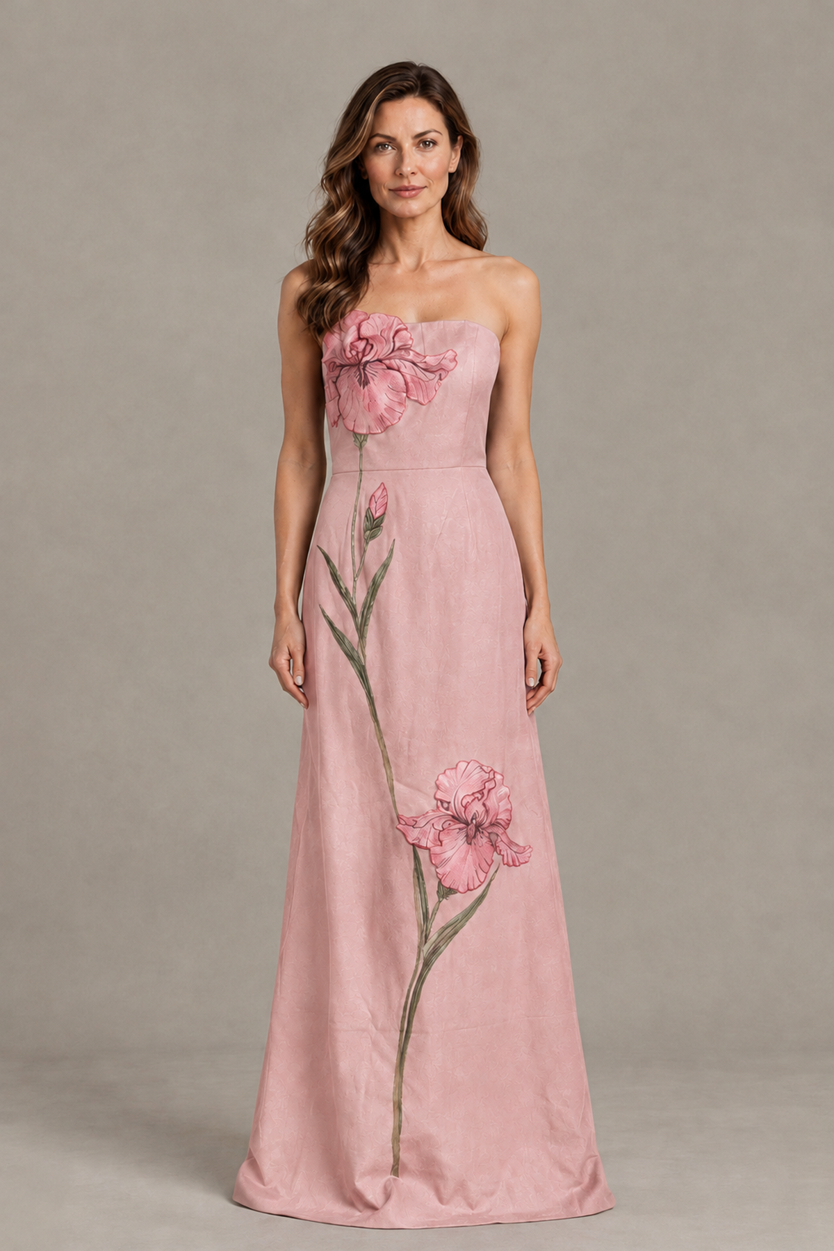 BOLODOO Dusty Rose Strapless Floral Mother of the Bride Gown - Dusty Rose - Dusty Rose_01