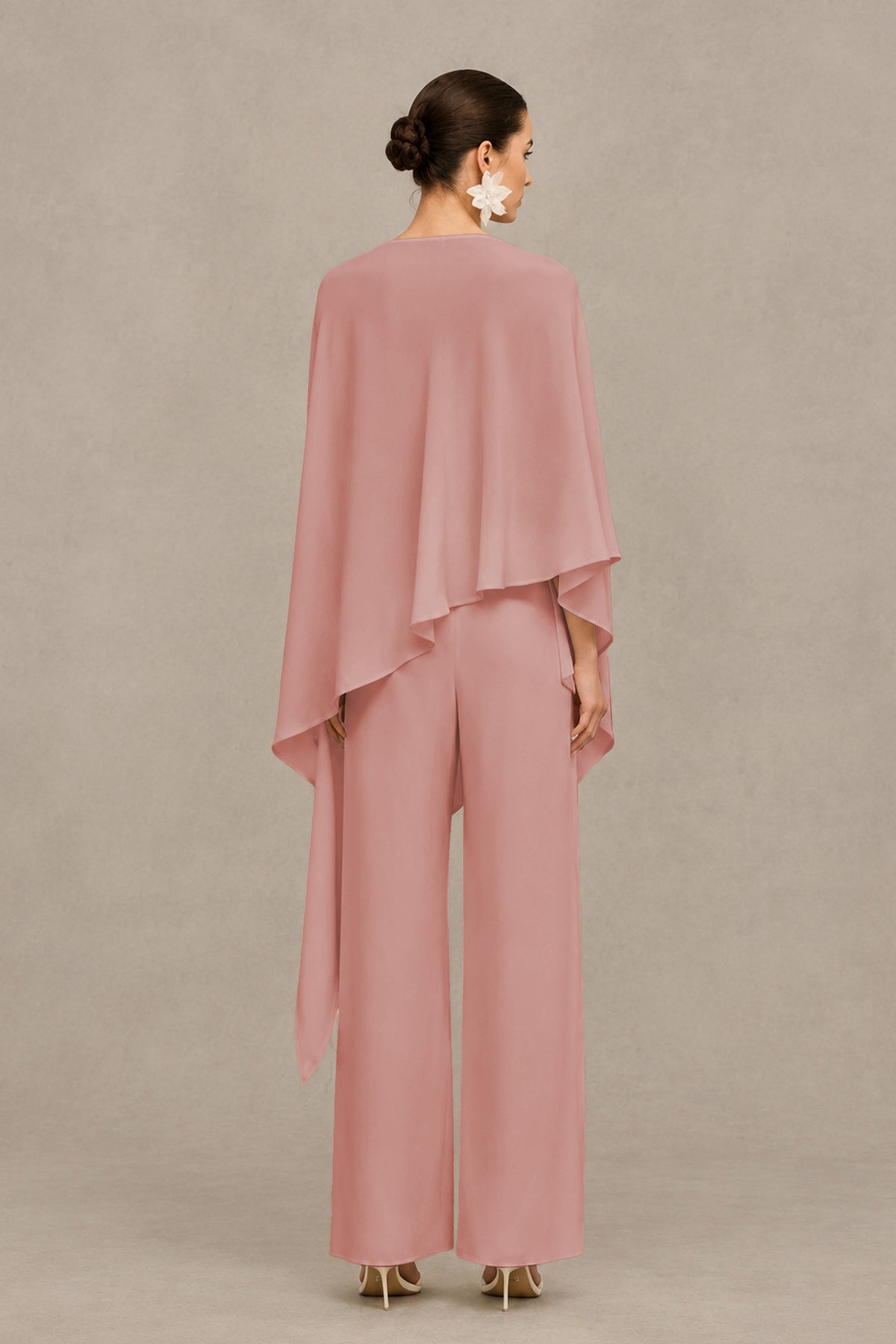 BOLODOO Dusty Rose Cape Sleeve Wide-Leg Formal Pantsuit - Dusty Rose - Dusty Rose_02