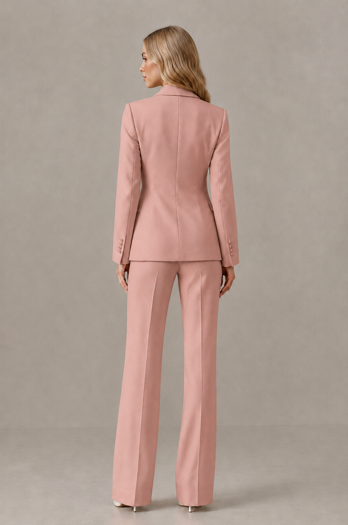 BOLODOO Dusty Rose Women's Three-Piece Pantsuit with Blazer & Vest - Dusty Rose - Dusty Rose_02