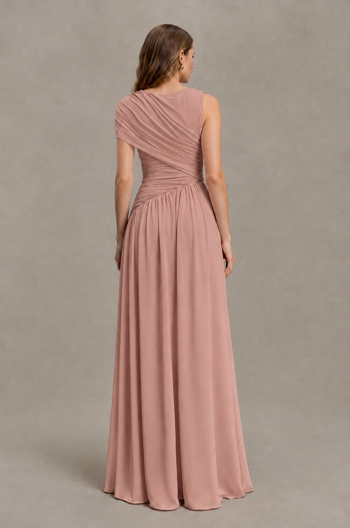 BOLODOO Dusty Rose One-Shoulder Ruched Floor-Length Bridesmaid Dress - Dusty Rose - Dusty Rose_02