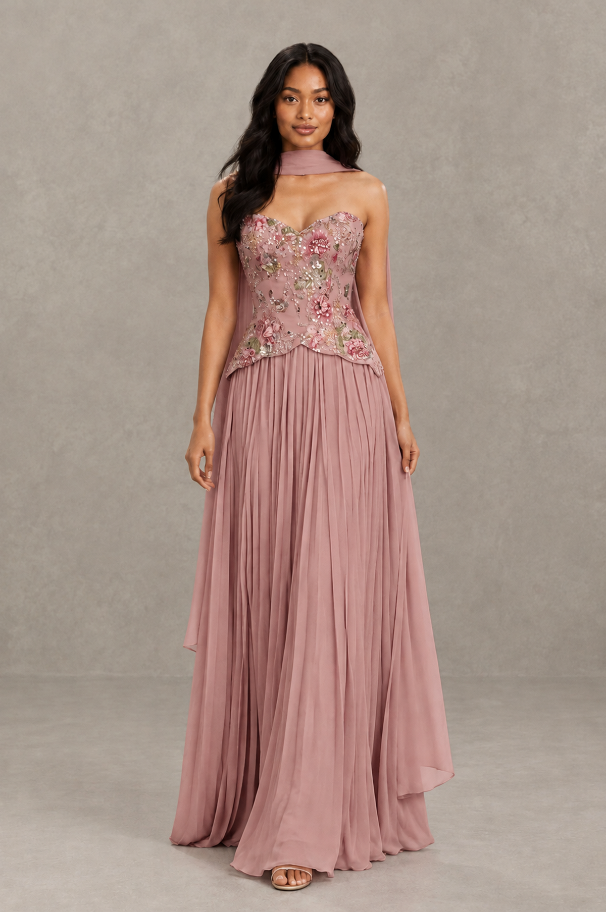 BOLODOO Dusty Rose Strapless Beaded Floral Corset Chiffon Maxi Gown – Open Back Prom & Formal Evening Dress - Dusty Rose - Dusty Rose_03