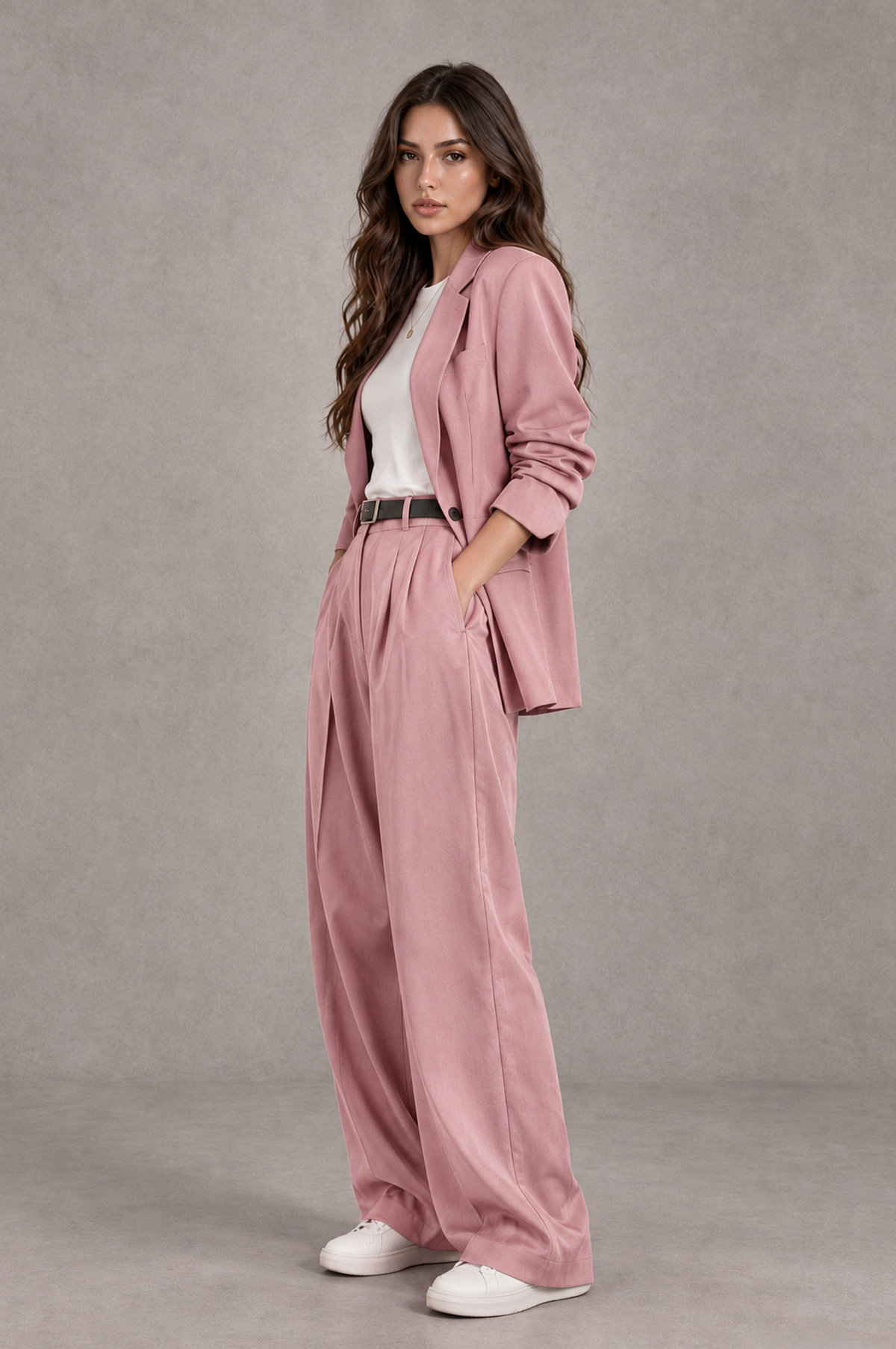 BOLODOO Dusty Rose Brown Blazer & Wide-Leg Pants Suit for Women - Dusty Rose - Dusty Rose_03