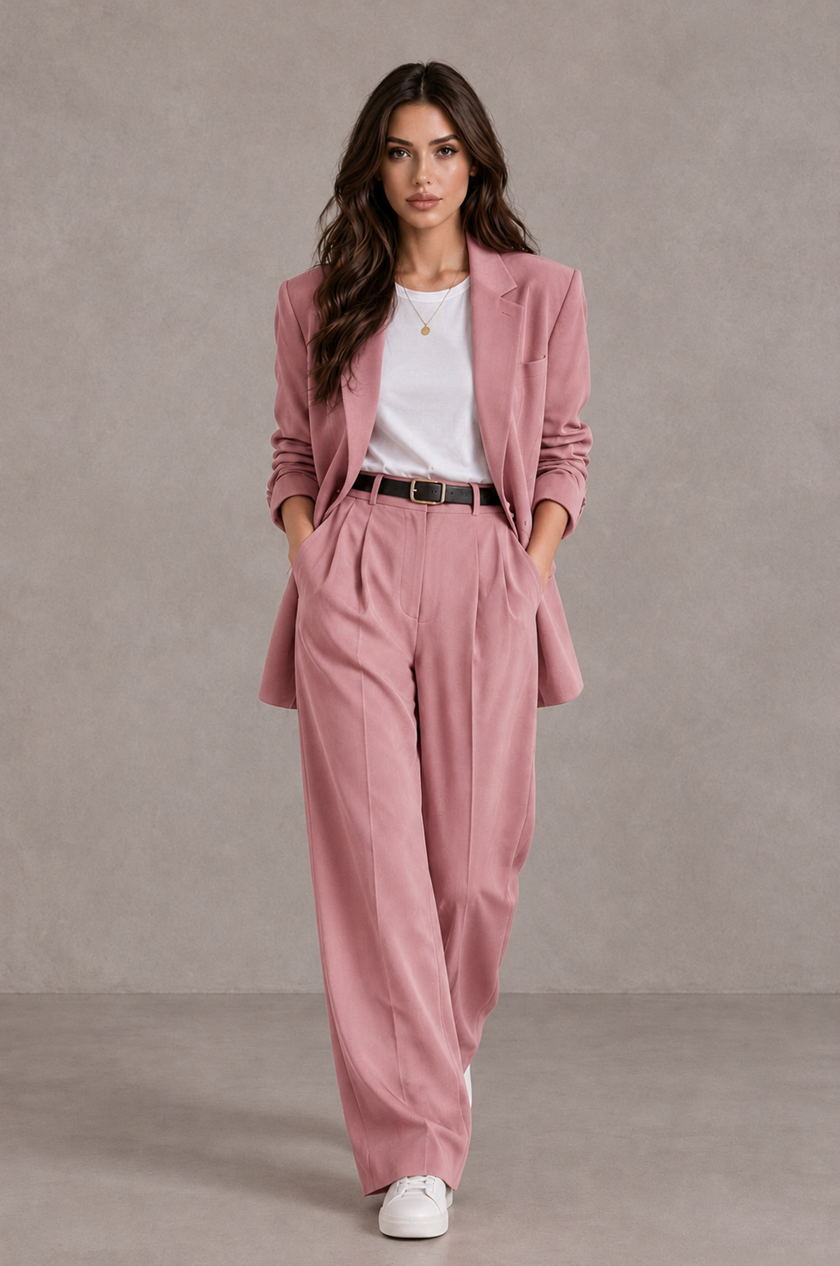 BOLODOO Dusty Rose Brown Blazer & Wide-Leg Pants Suit for Women - Dusty Rose - Dusty Rose_04