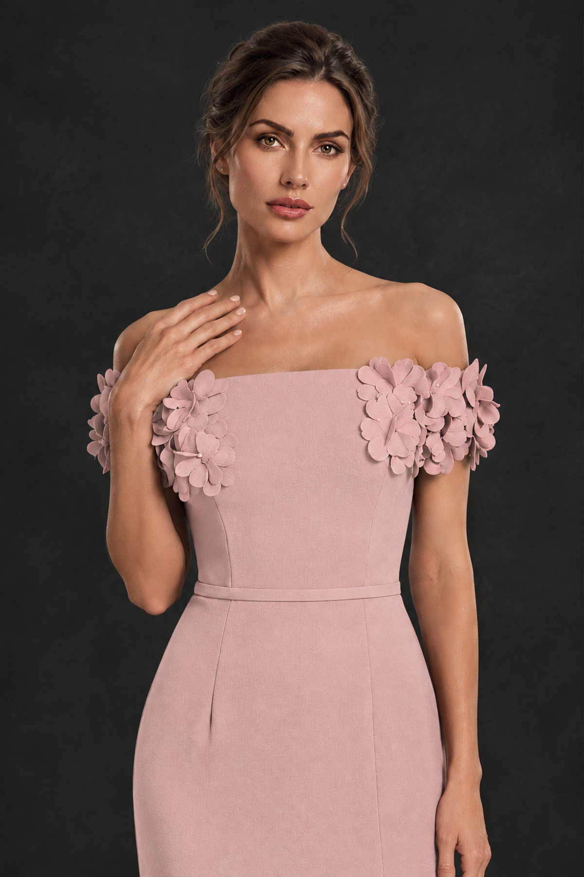 BOLODOO Dusty Rose Off-the-Shoulder Mother of the Bride Dress with Floral Appliques - Dusty Rose - Dusty Rose_04