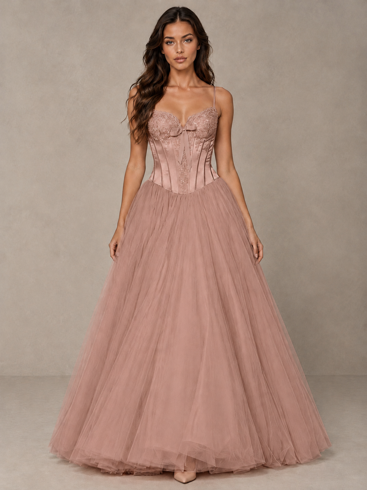 BOLODOO Dusty Rose Corset Tulle Prom Dress with Spaghetti Straps - Dusty Rose - Dusty_Rose_1