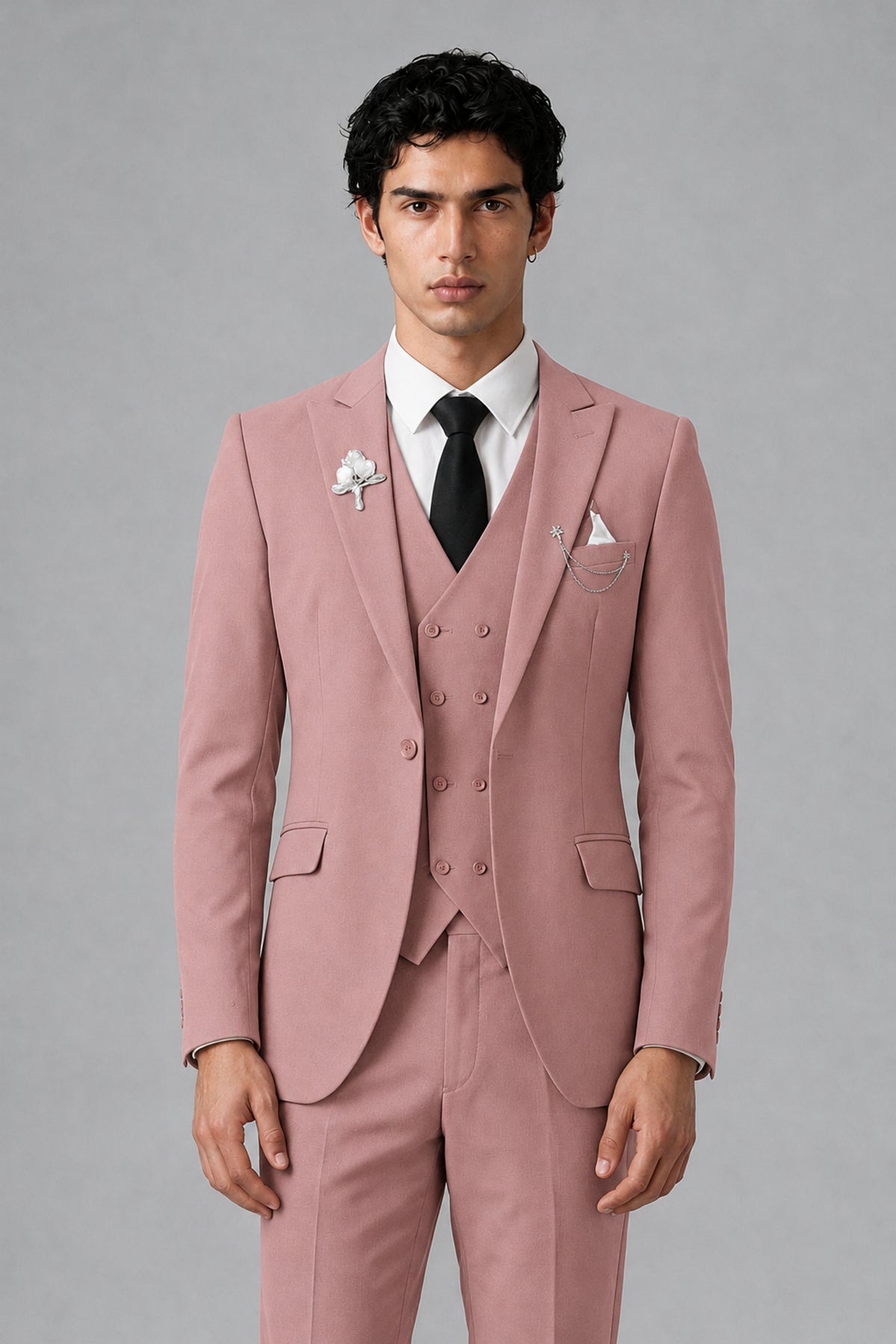 Bolodoo Men's Dusty Rose 2-Piece Suit – Notch Lapel Jacket & Trousers - Dusty Rose - Dusty_Rose_1