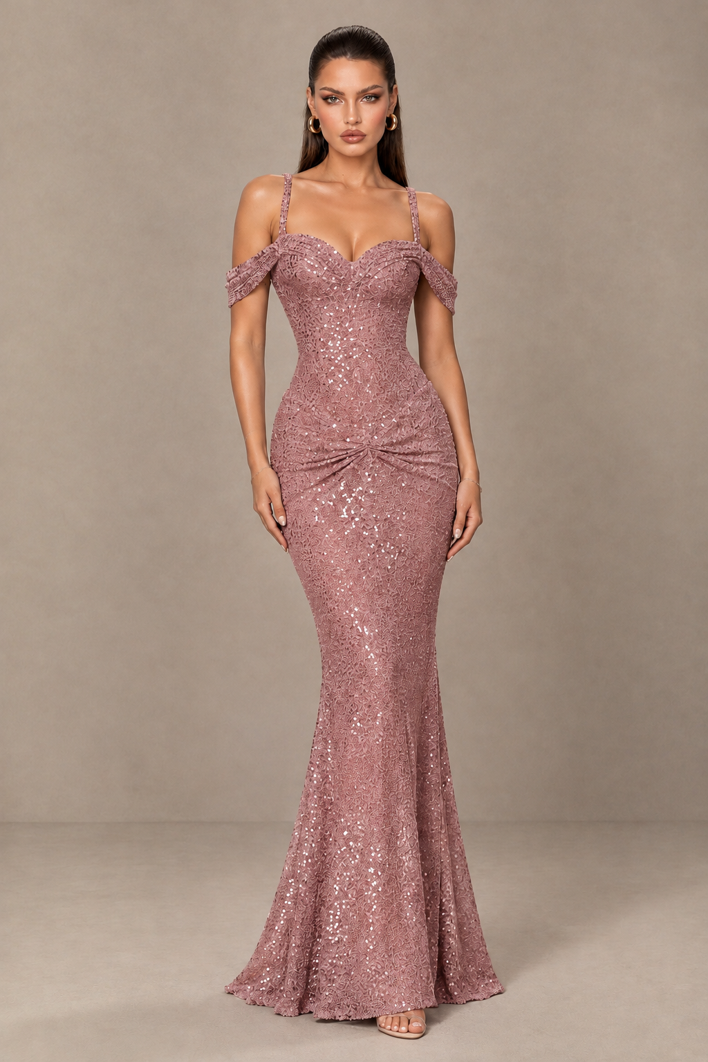 BOLODOO Dusty Rose Sequin Off-Shoulder Mermaid Prom Dress - Dusty Rose - Dusty_Rose_1