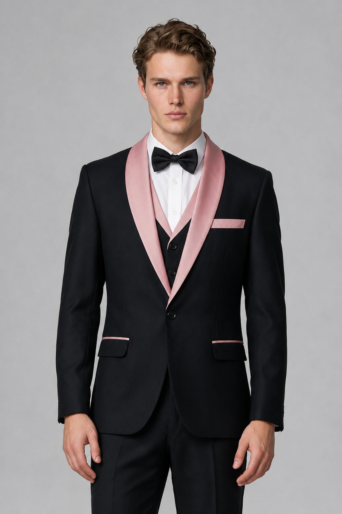 Bolodoo Men's Dusty Rose 3-Piece Shawl Lapel Tuxedo Suit - Dusty Rose - Dusty Rose_1