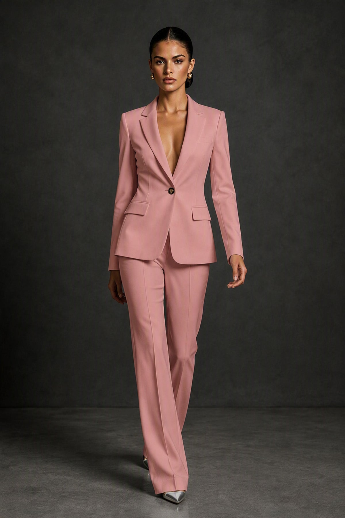 BOLODOO Dusty Rose Two-Piece Blazer and Pants Suit Set - Dusty Rose