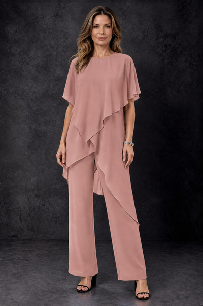 BOLODOO Dusty Rose Chiffon Two Piece Mother of the Bride Pant Suit - Dusty Rose - Dusty_Rose_1