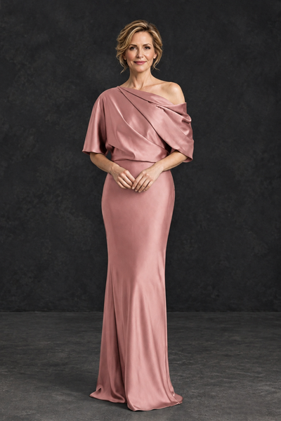 BOLODOO Dusty Rose Satin Asymmetric Mother of the Bride Dress - Dusty Rose - Dusty Rose_1