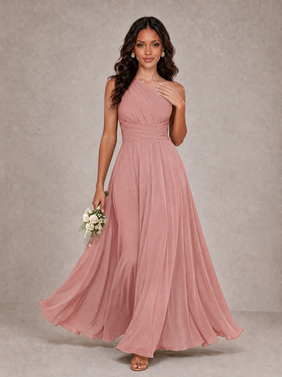 BOLODOO Dusty Rose One-Shoulder A-Line Bridesmaid Dress - Dusty Rose - Dusty Rose_1
