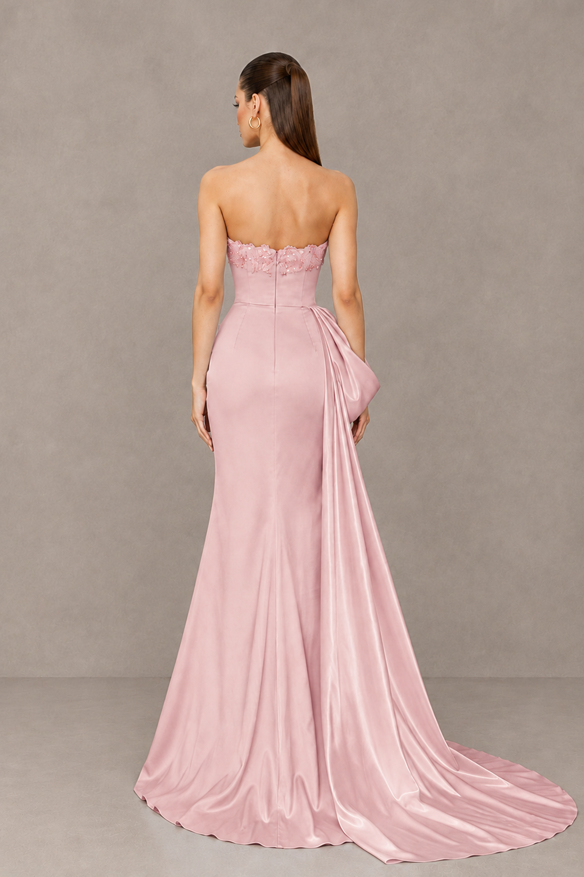 BOLODOO Dusty Rose Strapless Satin Prom Dress with Draped Side Train - Dusty Rose - Dusty_Rose_2