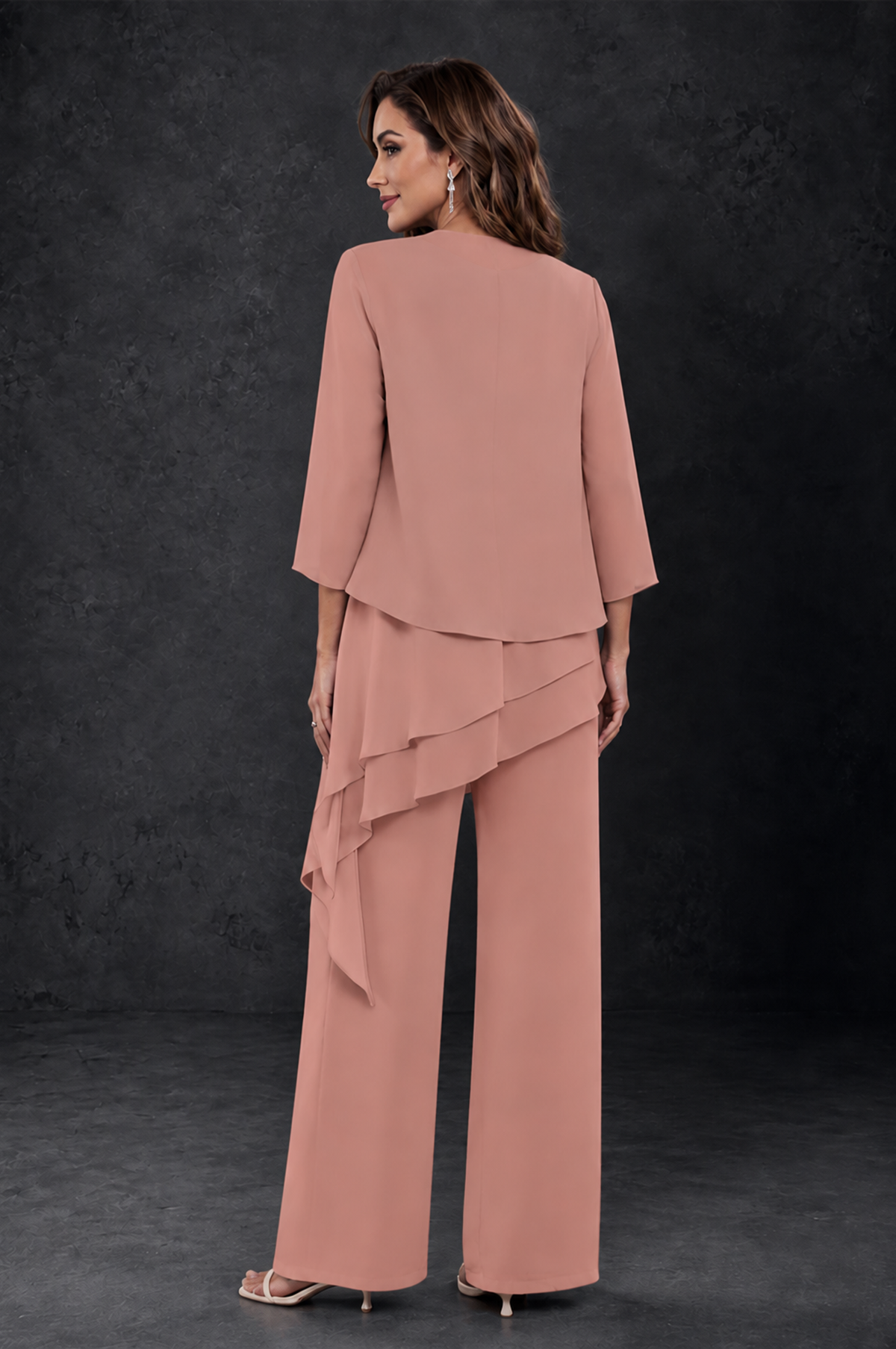 BOLODOO Dusty Rose Layered Mother of the Bride Pantsuit with Jacket - Dusty Rose - Dusty_Rose_2