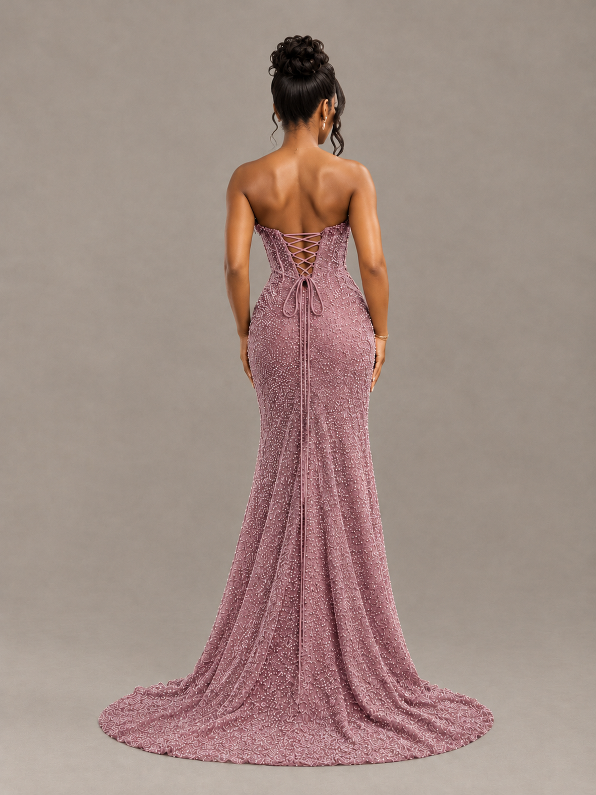BOLODOO Dusty Rose Gold Corset Prom Dress with High Slit - Dusty Rose - Dusty Rose_2
