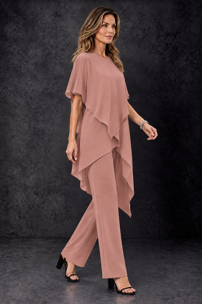 BOLODOO Dusty Rose Chiffon Two Piece Mother of the Bride Pant Suit - Dusty Rose - Dusty_Rose_2