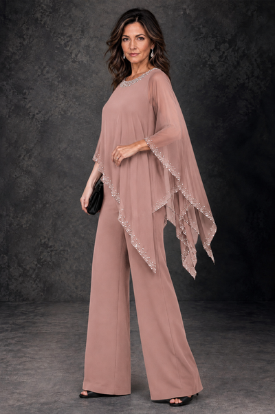 BOLODOO Dusty Rose Embellished Cape Mother of the Bride Pantsuit - Dusty Rose - Dusty_Rose_2