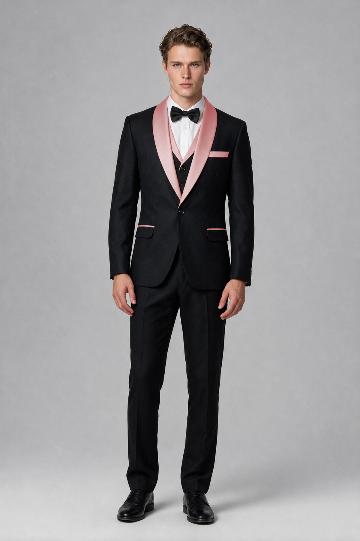 Bolodoo Men's Dusty Rose 3-Piece Shawl Lapel Tuxedo Suit - Dusty Rose - Dusty Rose_2
