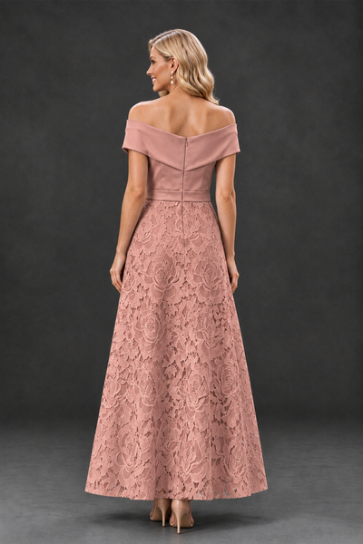 BOLODOO Dusty Rose Off-the-Shoulder Floral A-Line Mother of the Bride Dress - Dusty Rose - Dusty Rose_2